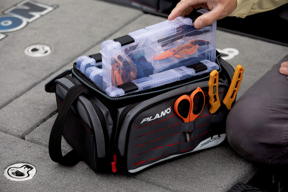 Plano under-seat storage keeps the tackle case neatly tucked away on boats