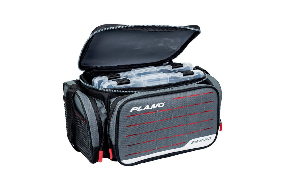 Plano Weekend Series 3600 tackle bag in gray shows compact, portable storage for on-the-go fishing
