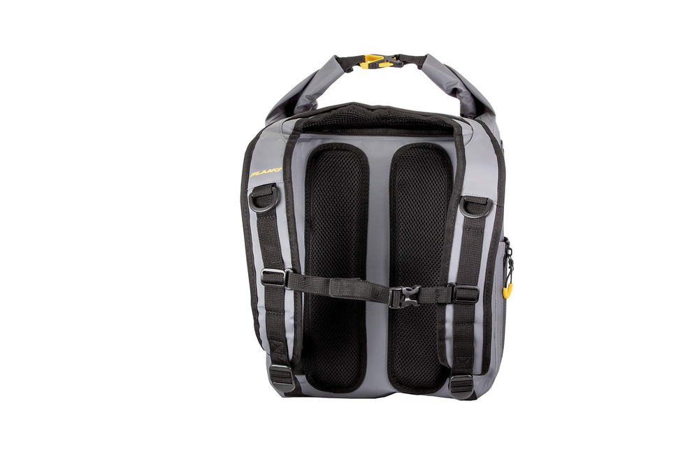 Plano Z-Series roll-top waterproof backpack open main compartment for organized storage.
