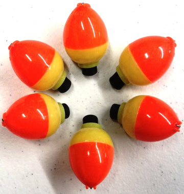 Plastilite ice bobber pear shape orange-yellow enhances visibility on ice for crappie fishing
