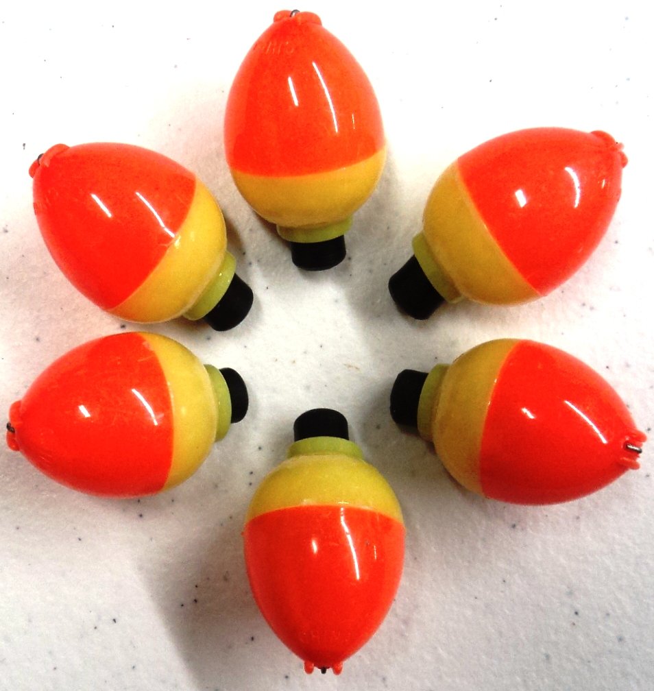 Plastilite ice bobber pear shape orange-yellow enhances visibility on ice for crappie fishing