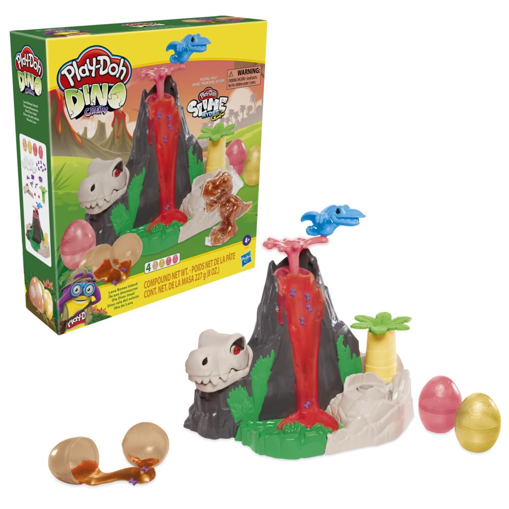 Play-Doh Dino Island lava volcano encourages imaginative volcano role-play.
