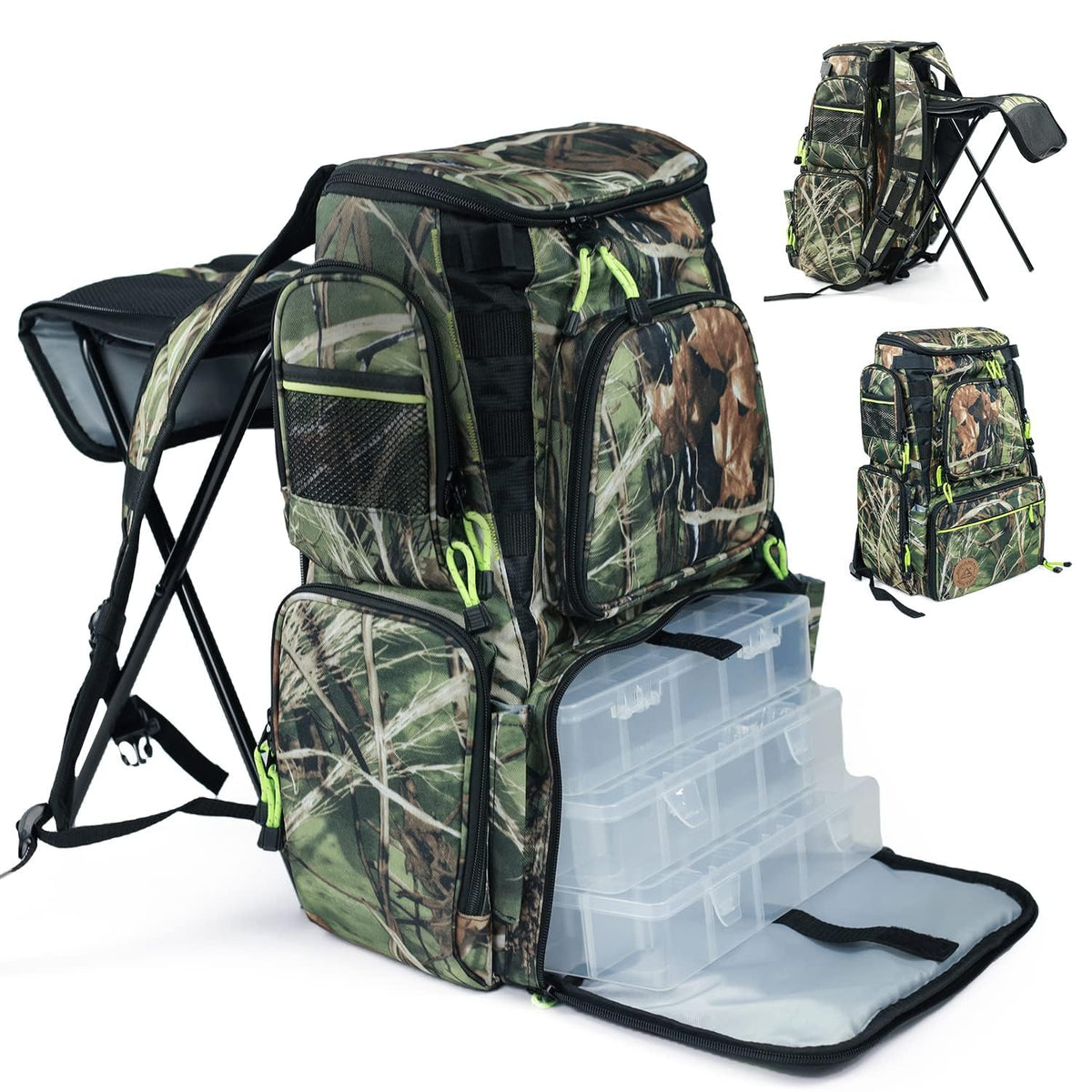PLAY-KING fishing backpack with integrated rod holder