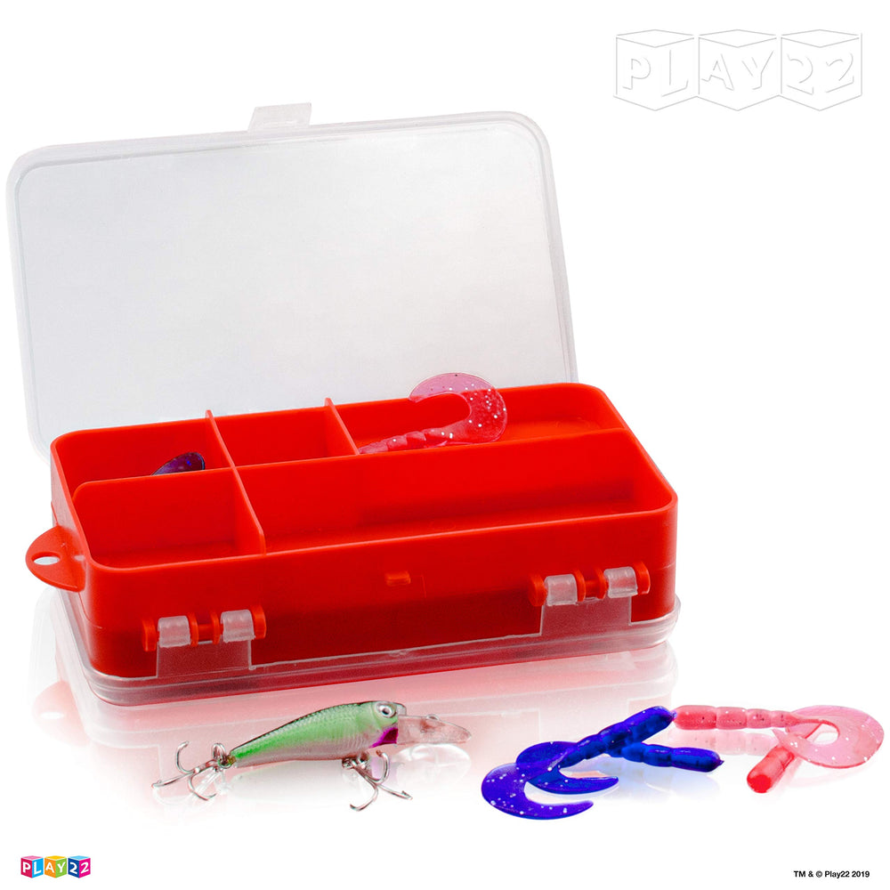 Spincast reel and tackle box with accessories