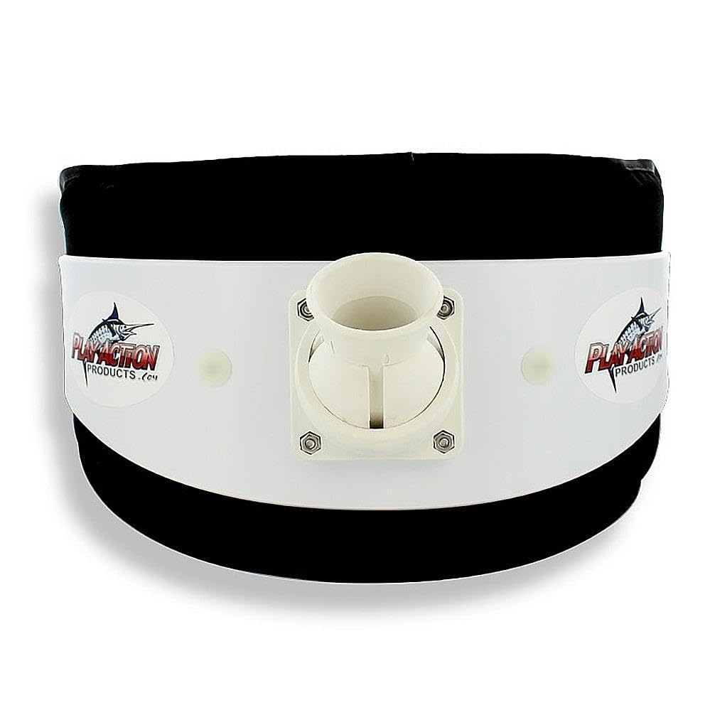 PlayAction B800M Extreme snap-on hip belt showing quick on-off use for fishing.