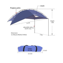PlayDo awning setup on sides and back demonstrates versatile vehicle shelter.