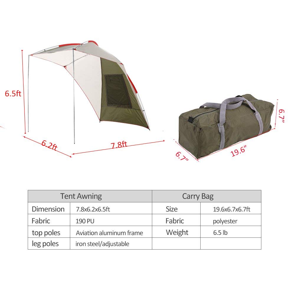 PlayDo teardrop awning used as beach lean-to for shade