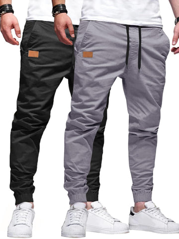 PLEPAN men's cargo joggers fabric texture highlights breathable cotton twill for all-day comfort