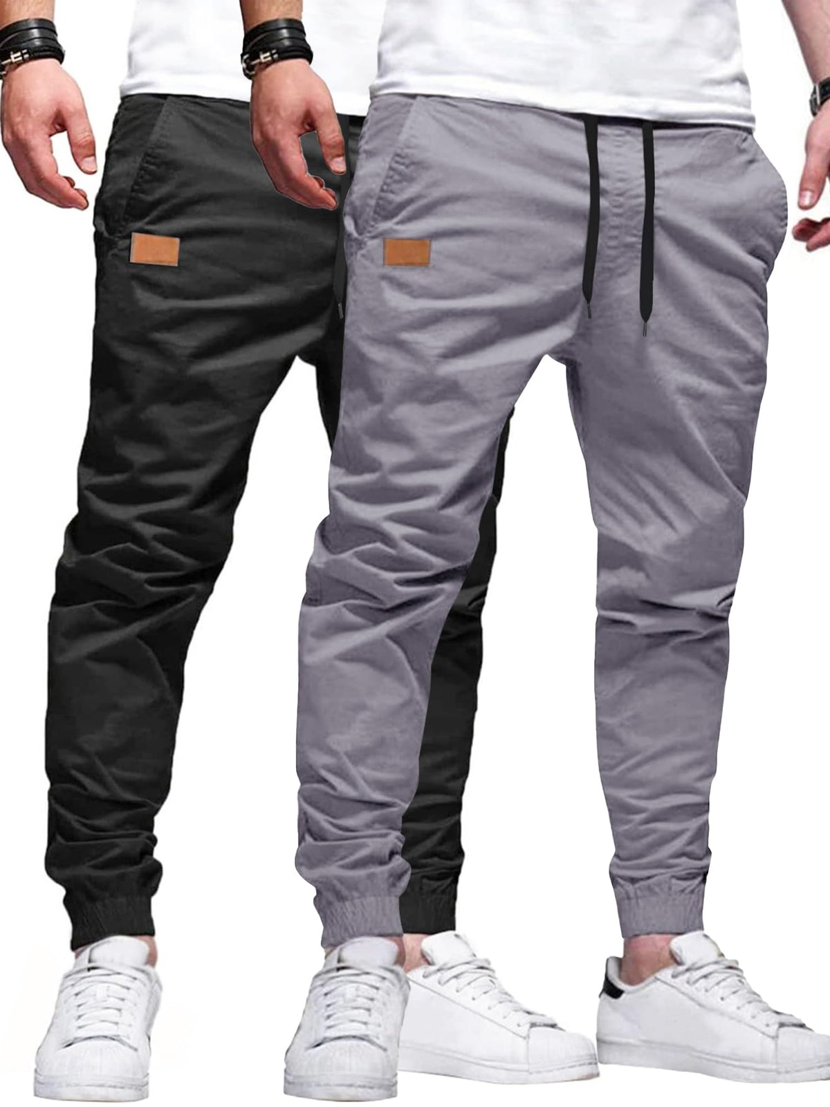 PLEPAN men's cargo joggers fabric texture highlights breathable cotton twill for all-day comfort