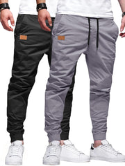 PLEPAN men's cargo joggers fabric texture highlights breathable cotton twill for all-day comfort