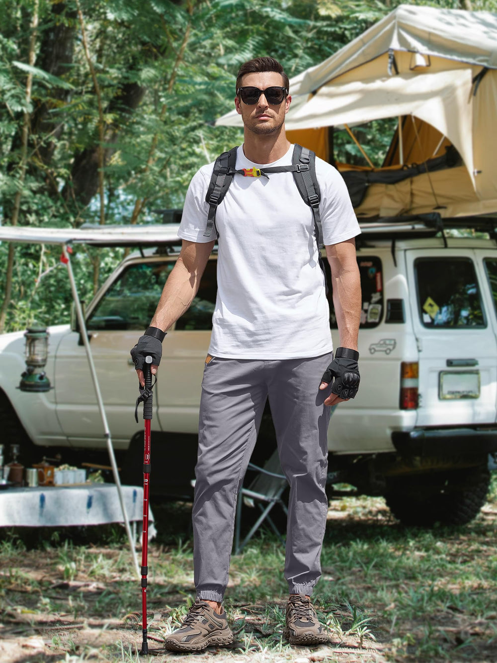 PLEPAN men's cargo joggers outdoor use ideal for hiking and commuting