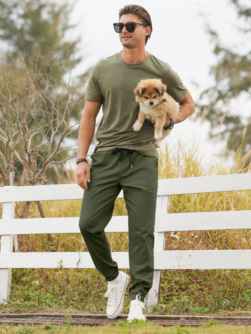 PLEPAN cargo joggers pocket detail showing reinforced seams for secure storage during runs.