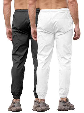 PLEPAN men's cargo joggers white side pocket highlighting reinforced pockets for secure storage.