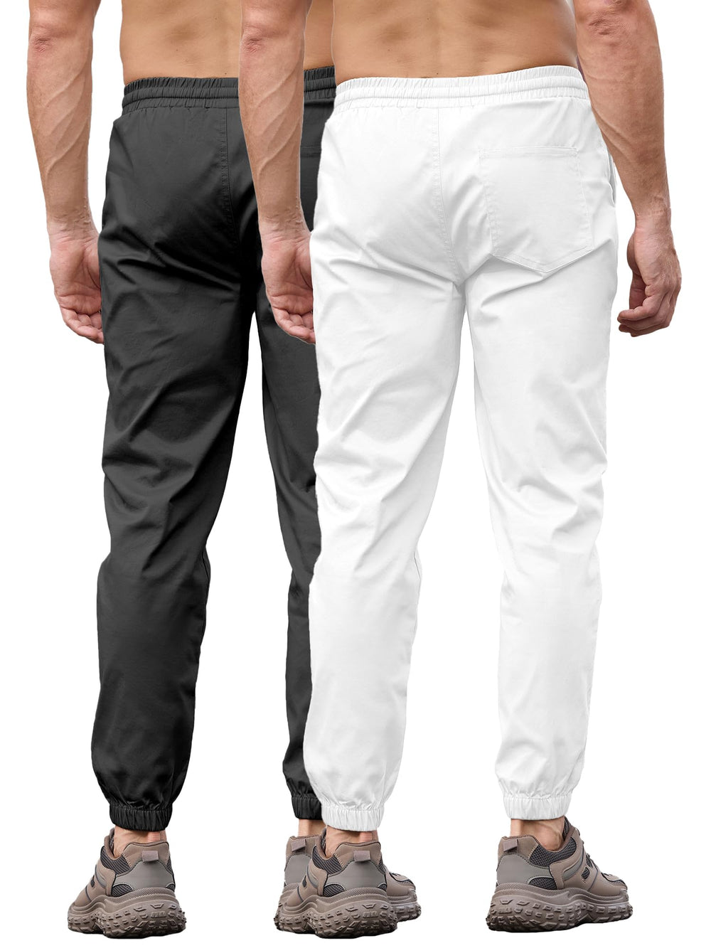 PLEPAN mens casual cargo joggers black side pocket view showing reinforced pockets for secure everyday carry