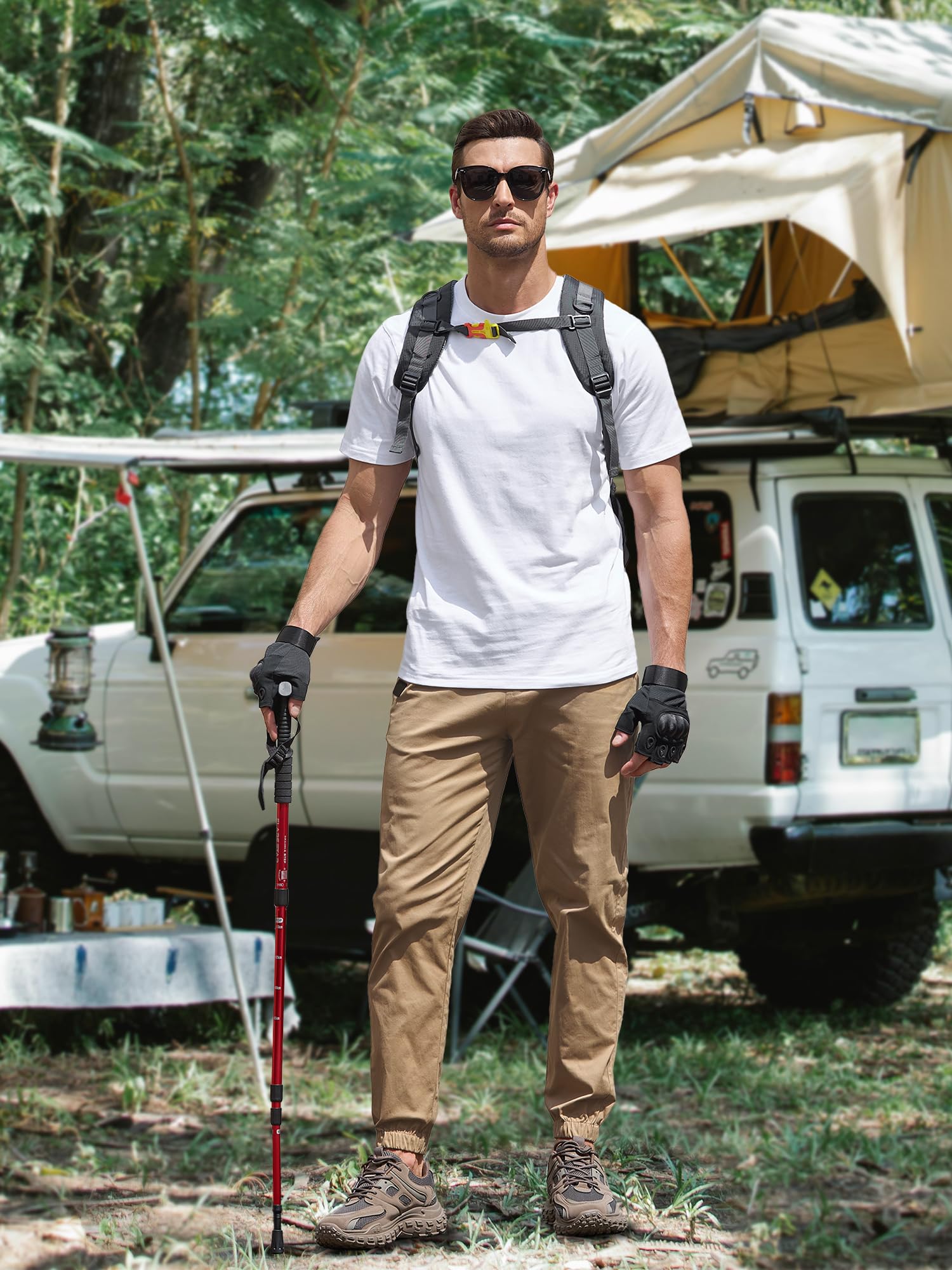PLEPAN cargo joggers action shot for daily use and outdoor activities