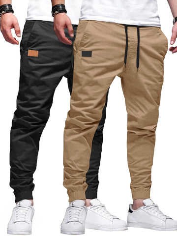 PLEPAN men's casual cargo joggers front pocket detail for secure storage during workouts