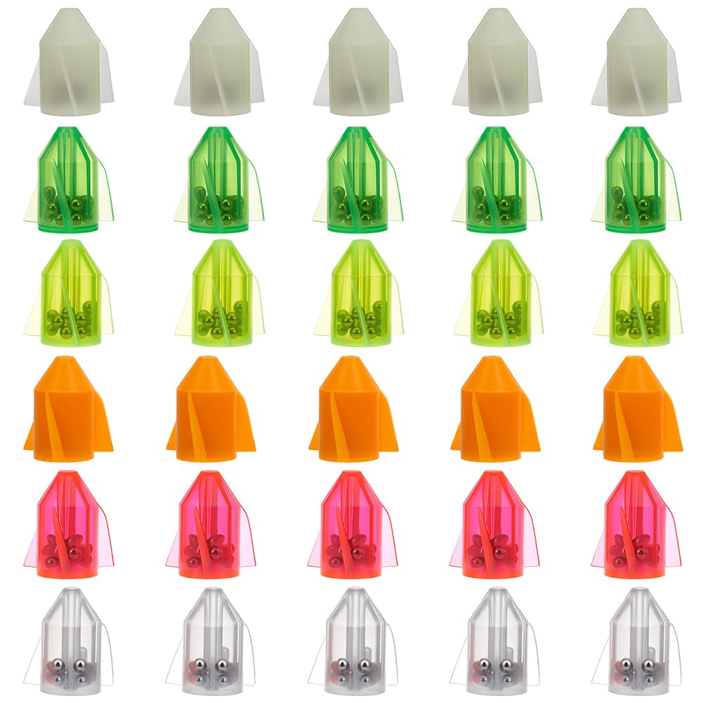 PLIGREAT 30-pcs fishing line rattles in six colors