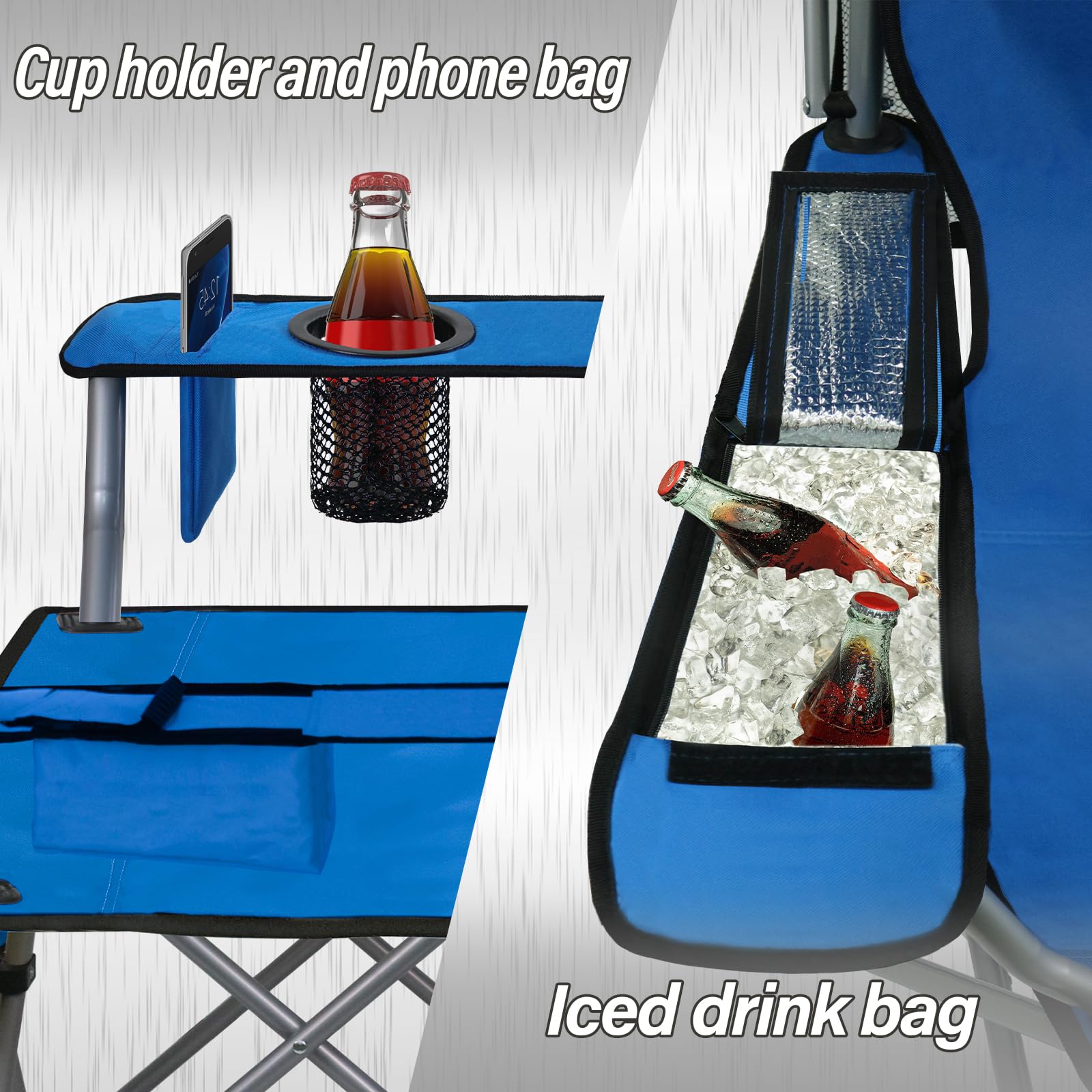 PLKO camping chair adjustable canopy attachment for flexible shade.
