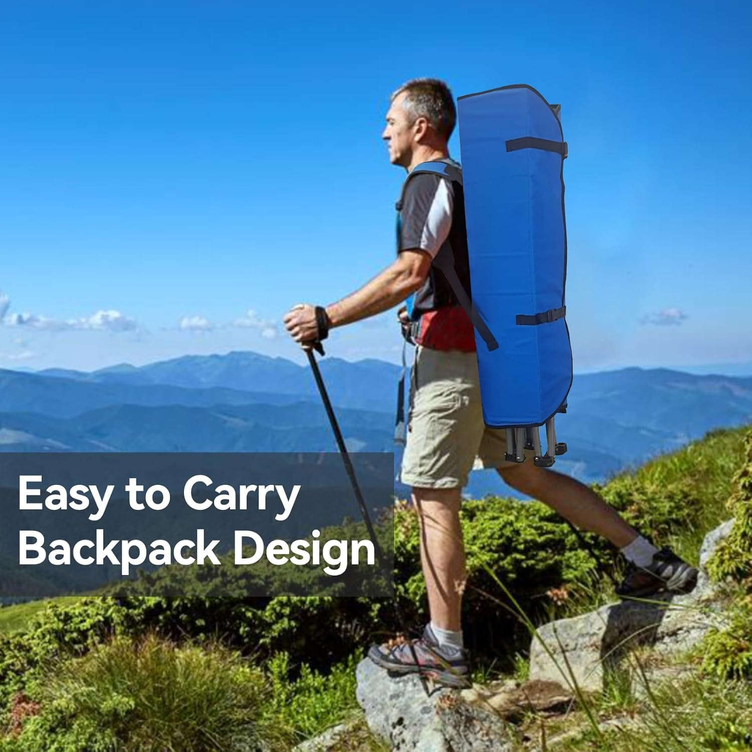PLKO camping chair back flap reduces sun exposure while relaxing.