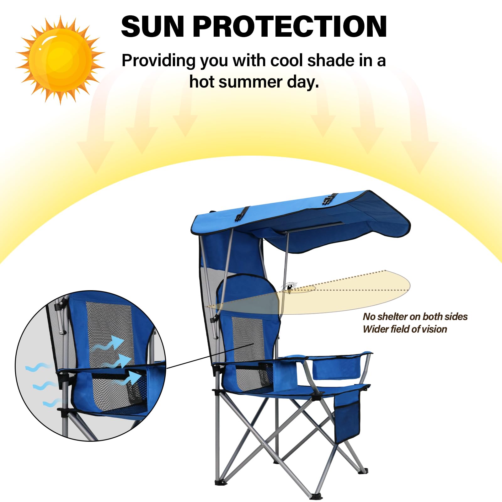 PLKO camping chair cup holder and side pocket keep essentials handy.