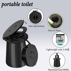 PLOGGING XXL folding camping toilet shows compact design for travel storage.