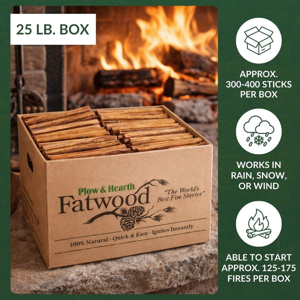 Versatile Fatwood starter by Plow & Hearth for fireplaces and campfires