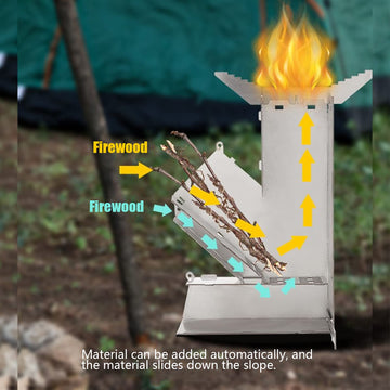 plplaaoo Rocket Stove adjustable ignition door supports quick starts with various fuels