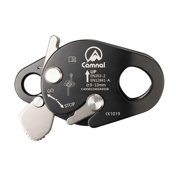 plplaaoo rope grab in black with secure grip for climbing safety.