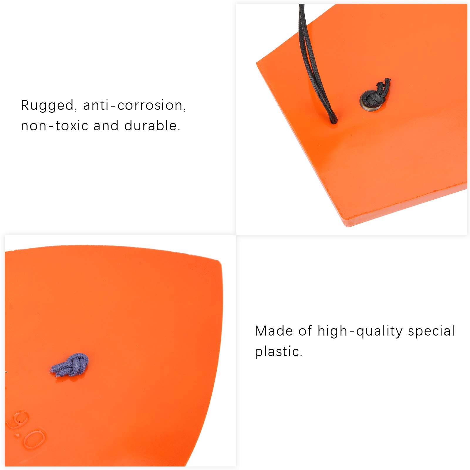 Plplaaoo orange with blue wire on boat enhances visibility during offshore trolling.