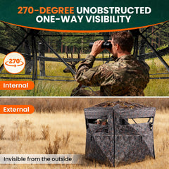 Plscoverit hunting blind 270-degree interior view for wide visibility
