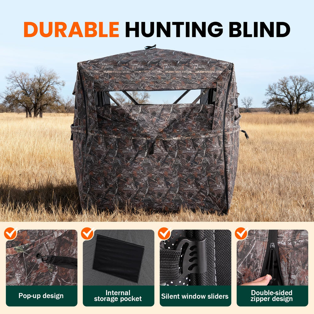 Plscoverit hunting blind pop-up design enables quick setup in the field