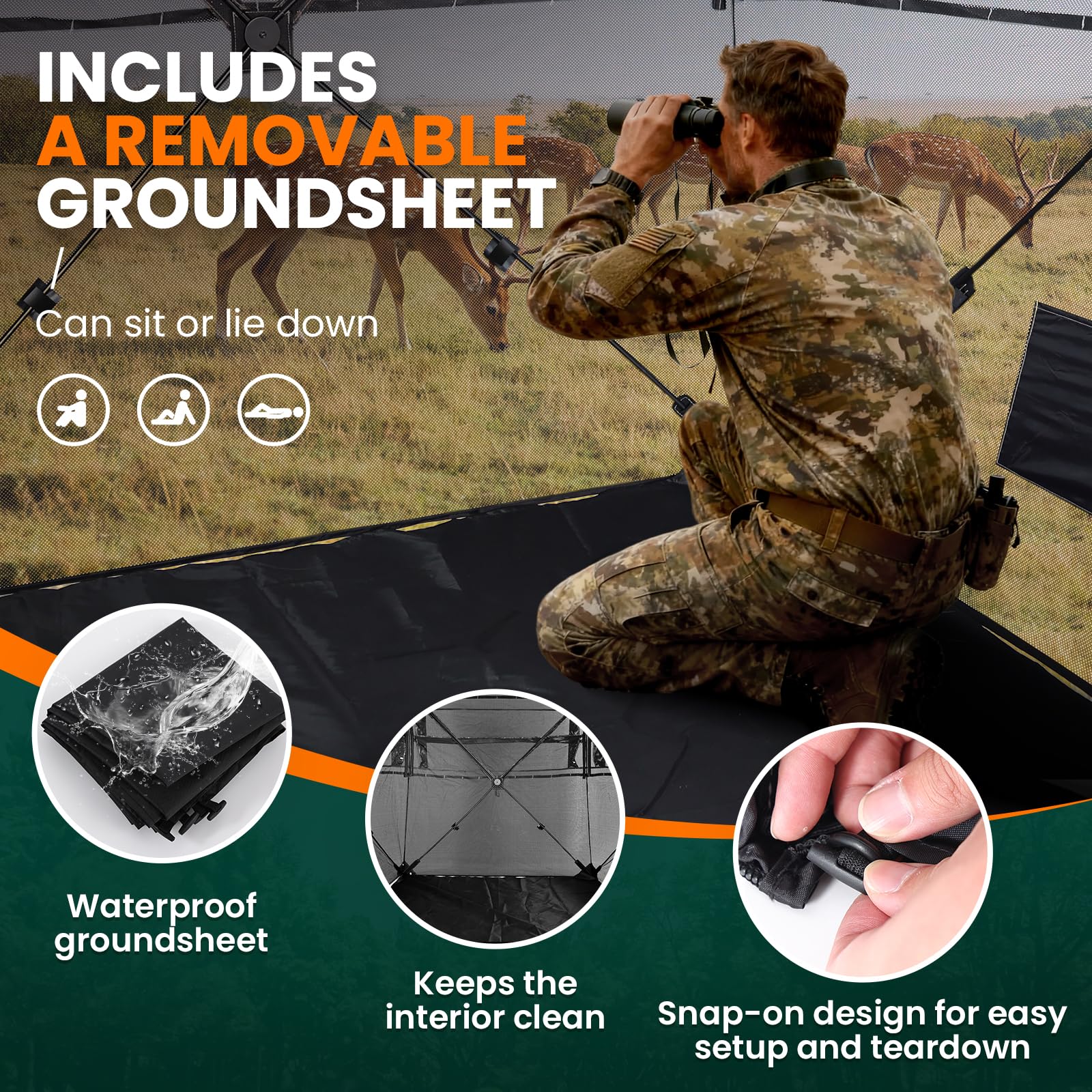 Plscoverit hunting blind interior seating for comfort during waits
