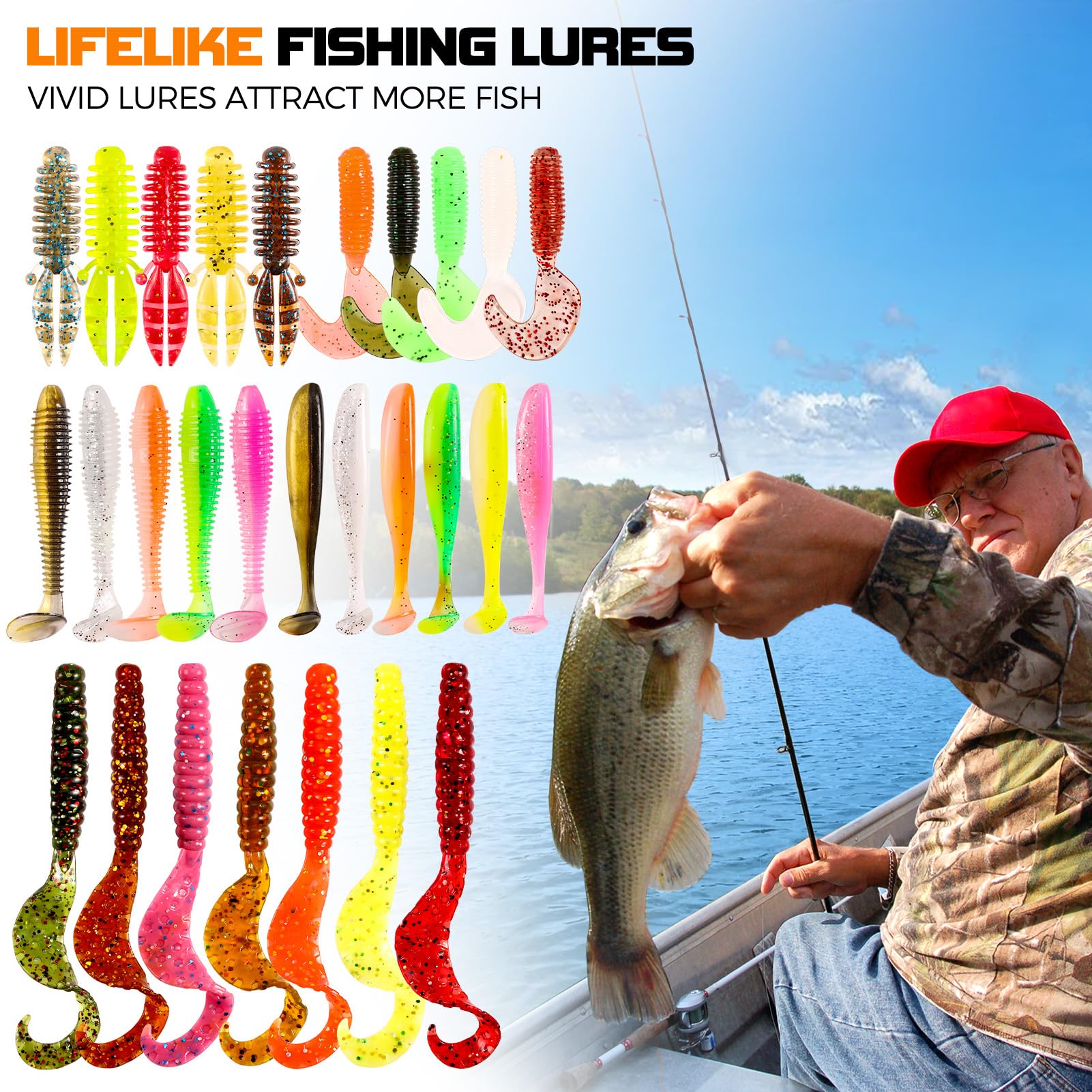 Dual-sided portable tackle box with lures