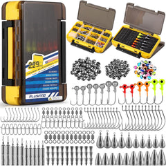 PLUSINNO 229-piece fishing accessories kit with double-sided tackle box open view