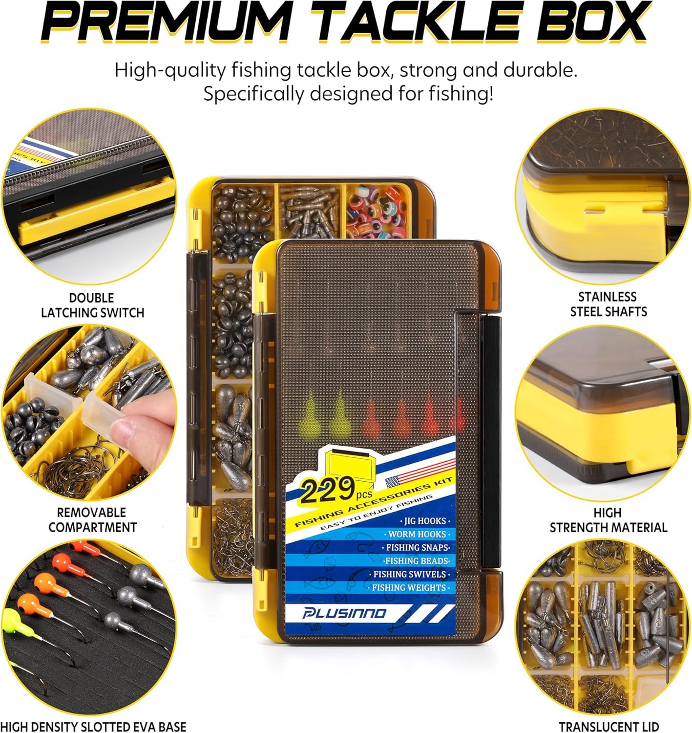 Abundant fishing rigs and accessories for bass, trout, crappie and more