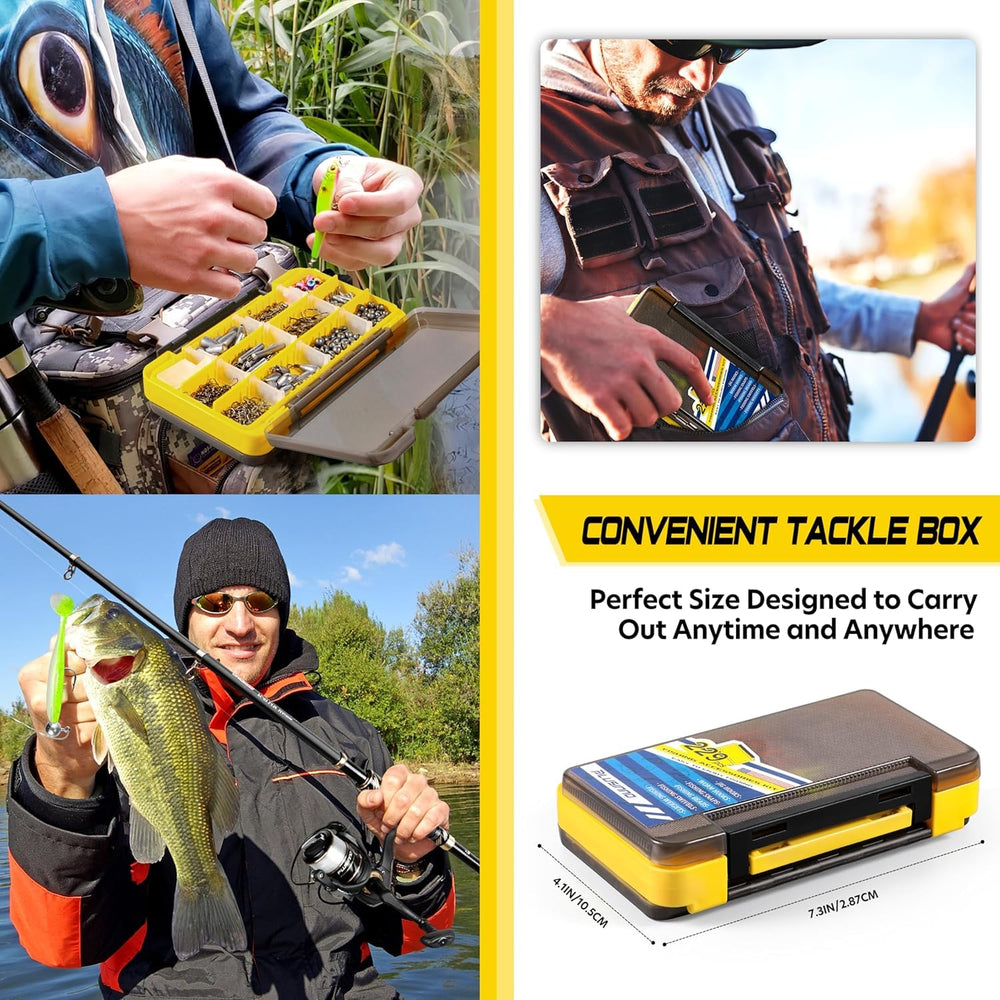 Happy angler using PLUSINNO 229-piece kit for bass and trout fishing