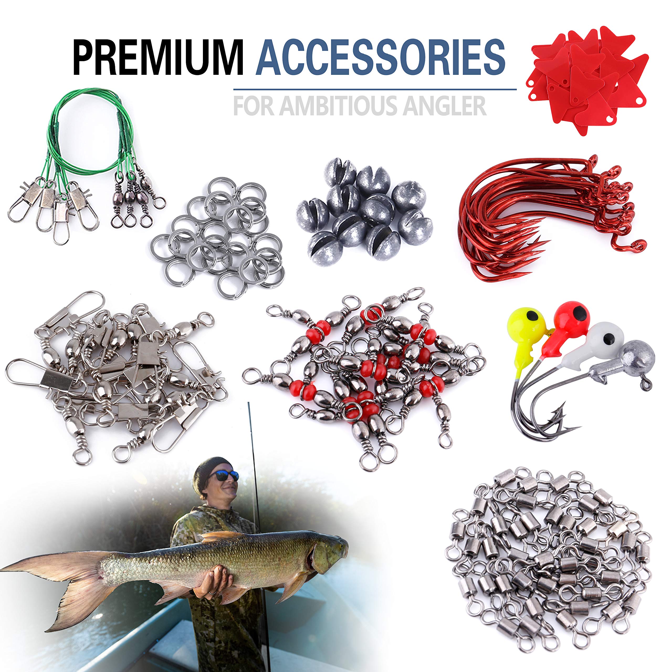 Large tackle box with labeled grids for easy access