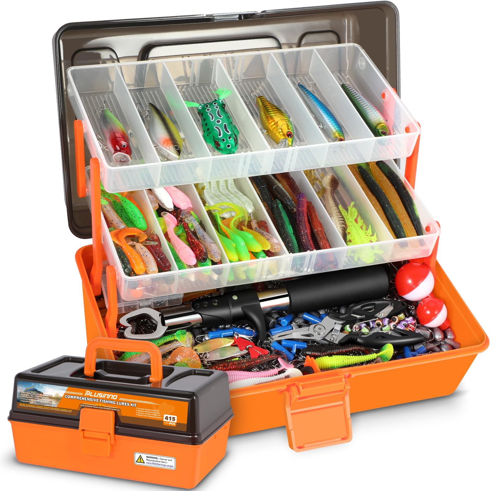 PLUSINNO 3-layer tackle box with handle