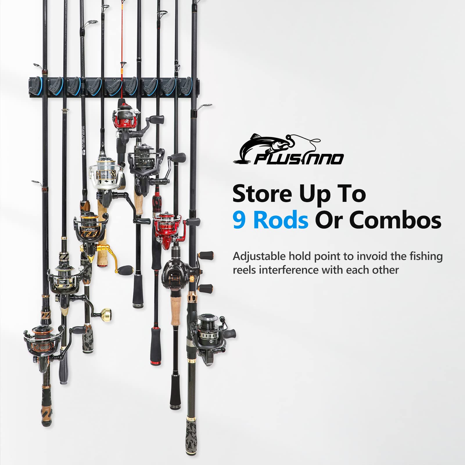 PLUSINNO 36-rods storage rack demonstrates space optimization for gear