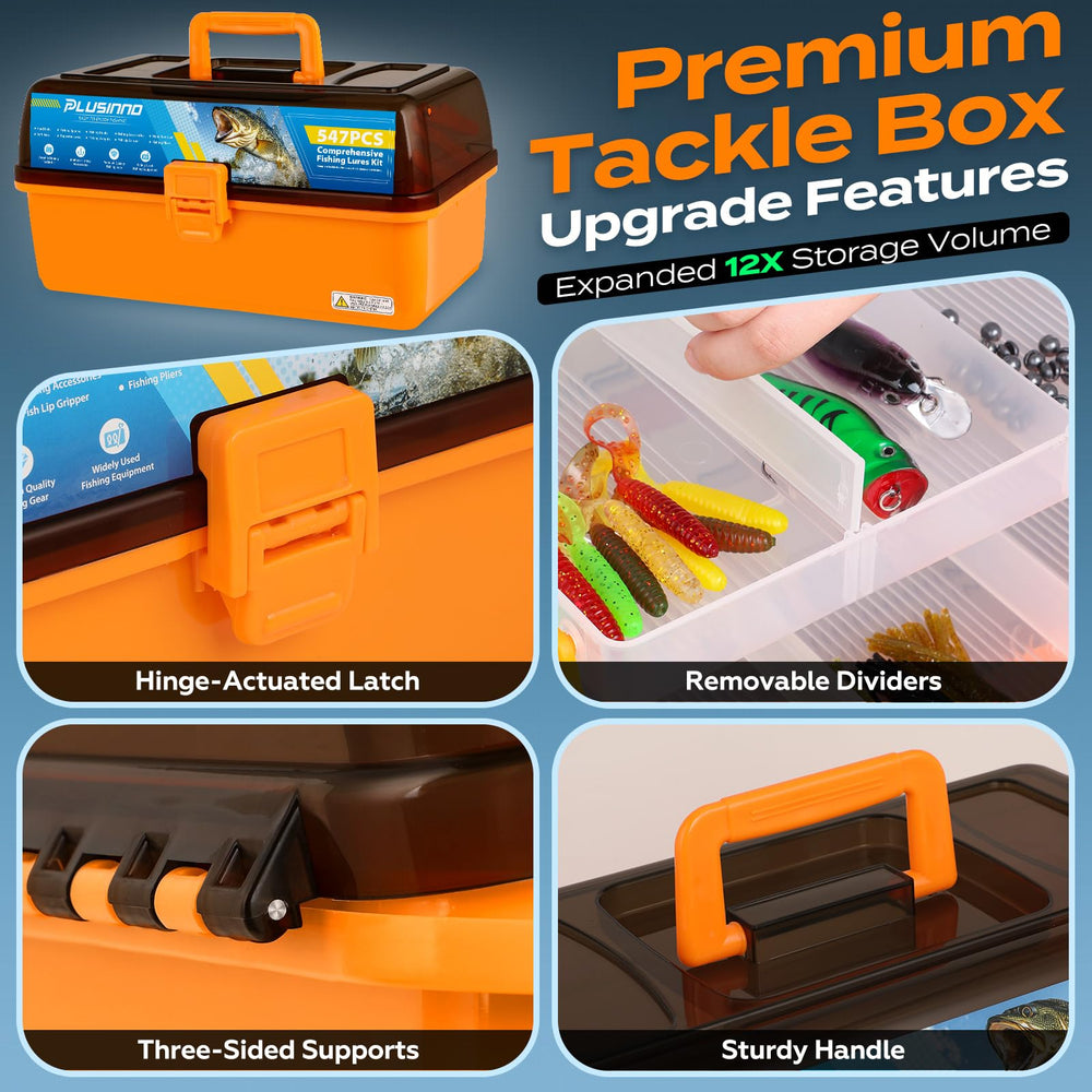 Plusinno 4-layer tackle box side view showing compartments and lid