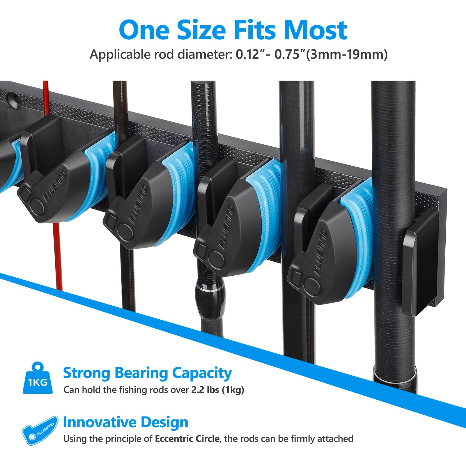 PLUSINNO fishing pole holders keep poles secure and evenly spaced