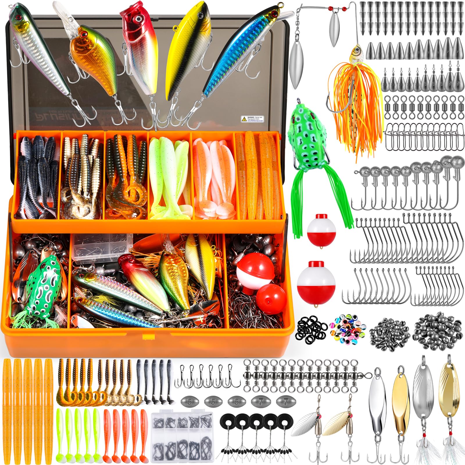 PLUSINNO 404 Pcs Lures XL Tackle Box - Front View