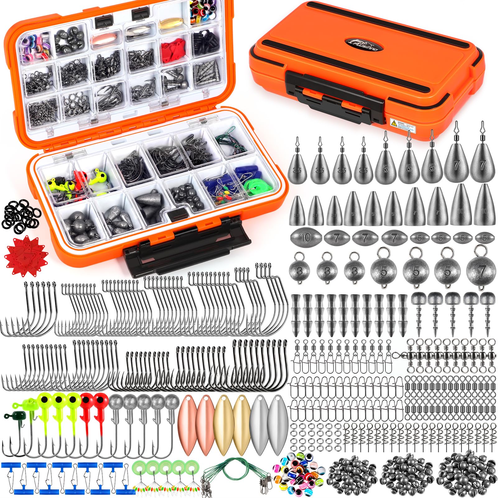 PLUSINNO 449pcs fishing gear kit tackle box offers versatile freshwater setup.