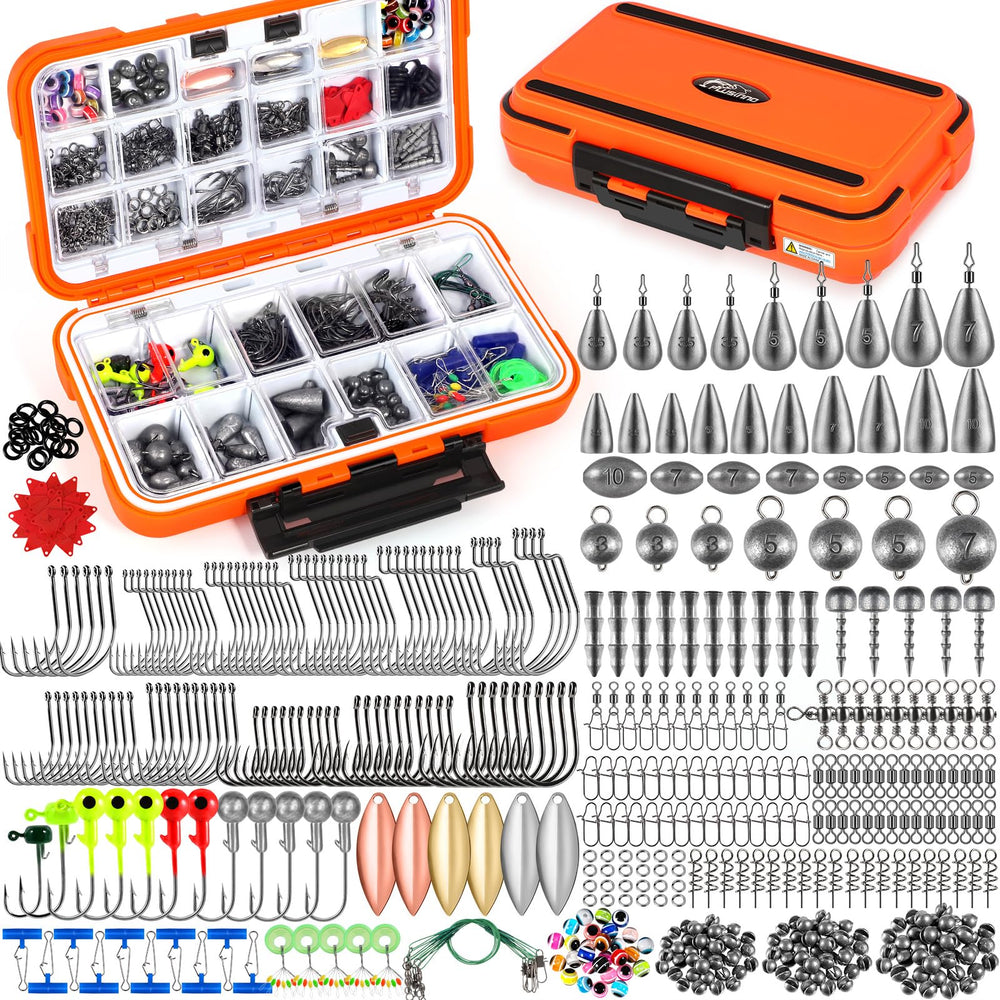 PLUSINNO 449pcs fishing gear kit tackle box offers versatile freshwater setup.