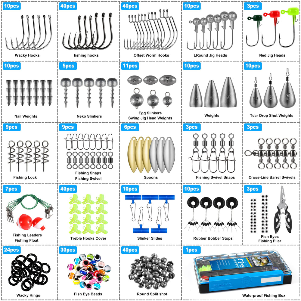 PLUSINNO 472PCS tackle kit dividers—customizable compartments to organize gear.