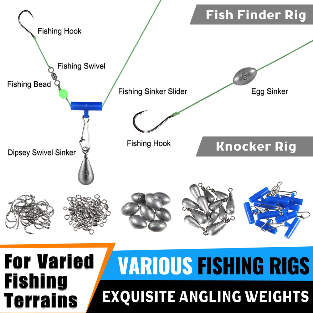 PLUSINNO 472PCS tackle kit split-shot—compact weights for varied rigs.