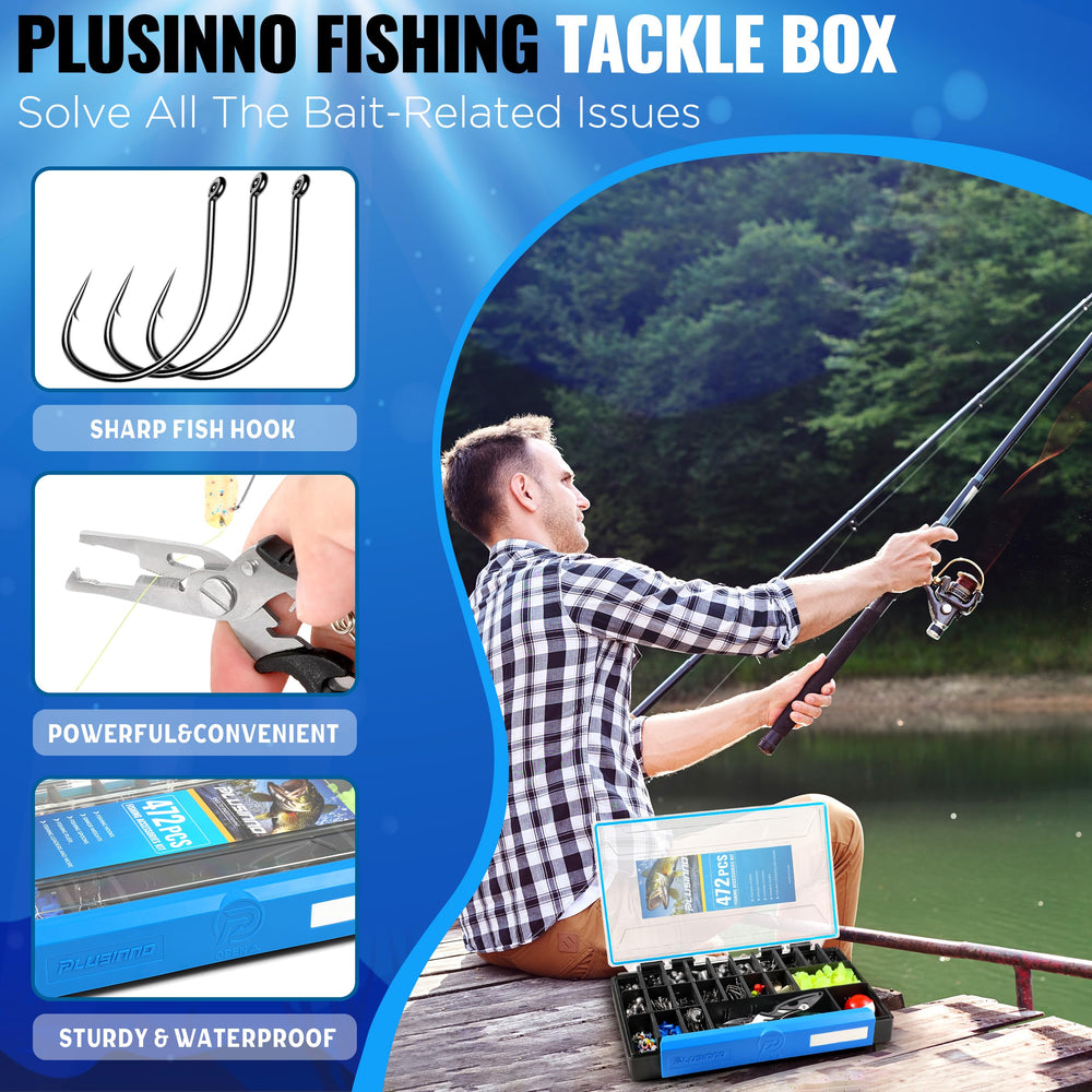 PLUSINNO 472PCS tackle kit spoons—attract bass and panfish with assorted spoons.