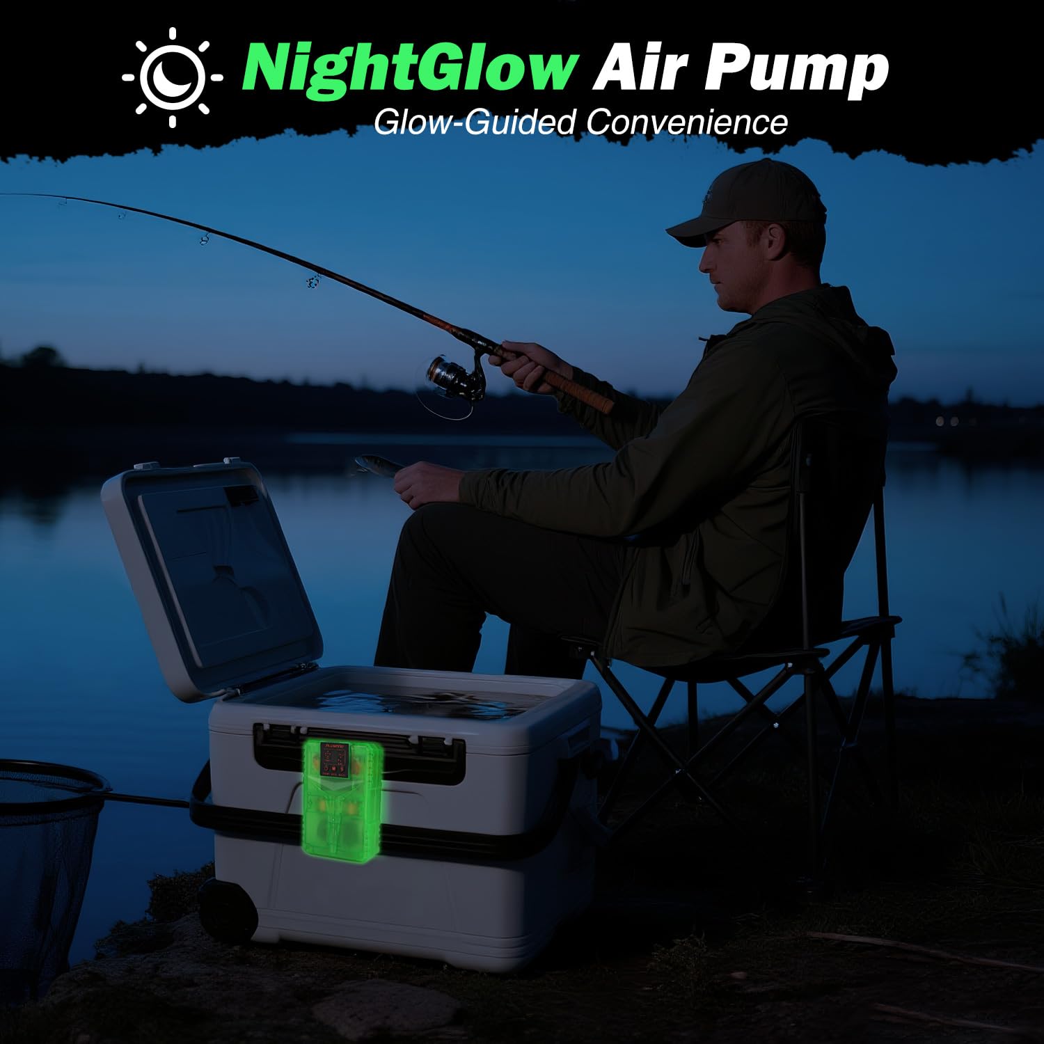 PLUSINNO bait aerator kit includes stones, tubes, USB-C cable for quick setup.