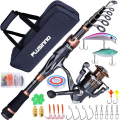 PLUSINNO Bronze Warrior rod extended enables longer casts and versatile freshwater fishing.