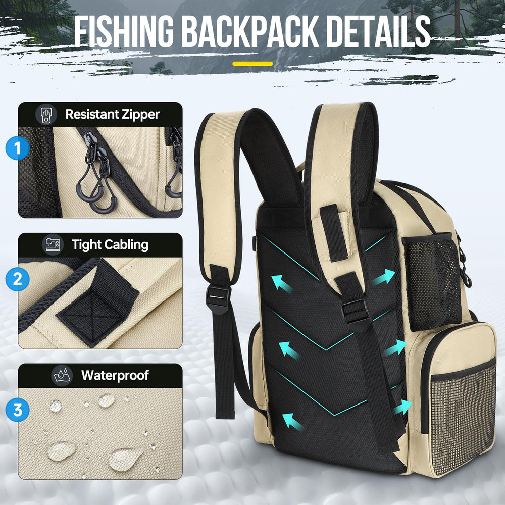 PLUSINNO cooler fishing backpack movable partition shows customizable main compartment arrangement